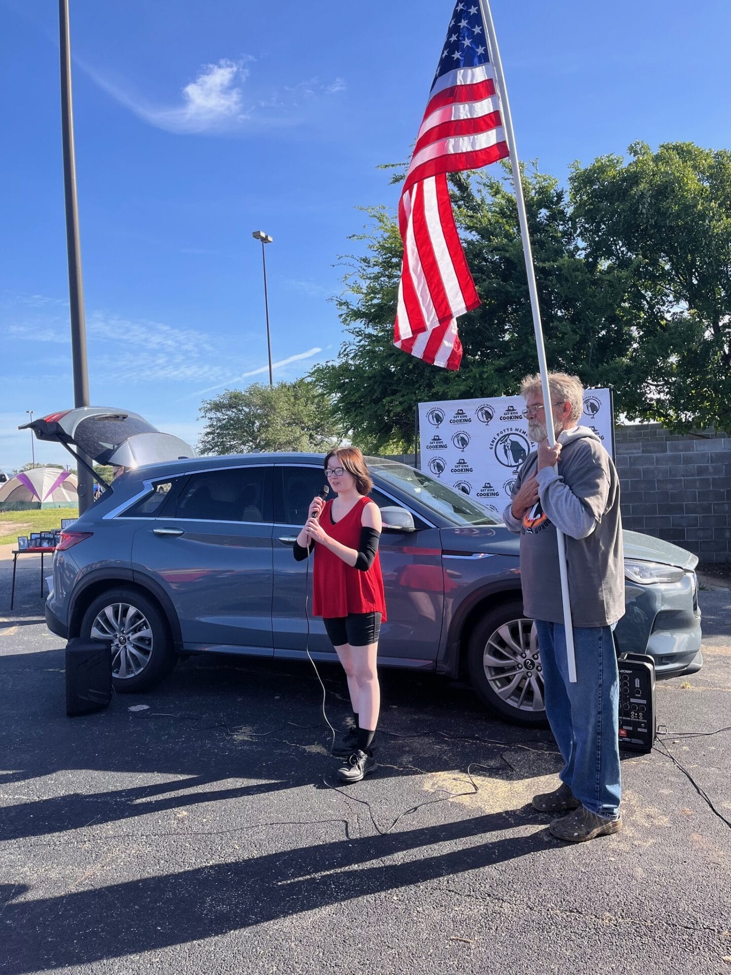 Laura Rogers singing the National Anthem